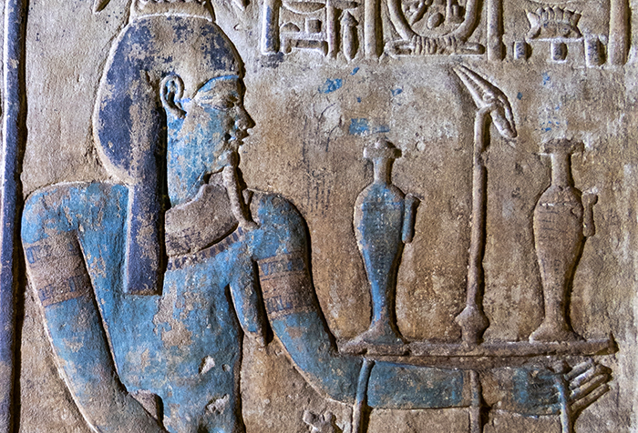 Painting on Nile god after restoration